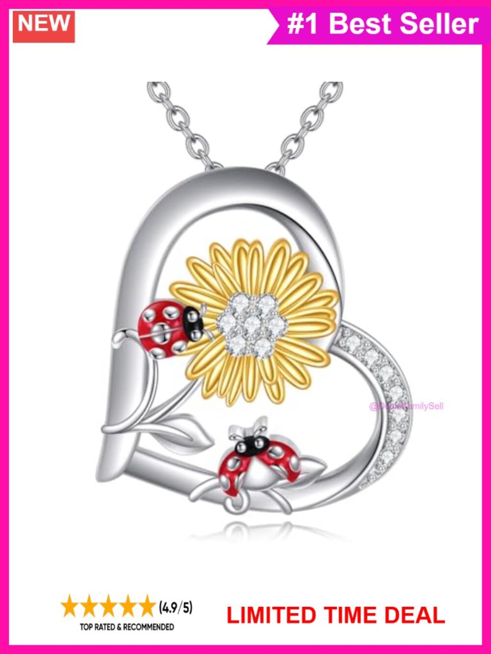 925 Sterling Silver Ladybug Pendant Necklace 18in Chain